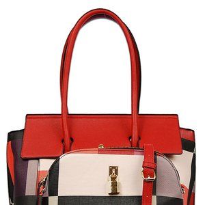 plaid 2 pc set with shoulder strap